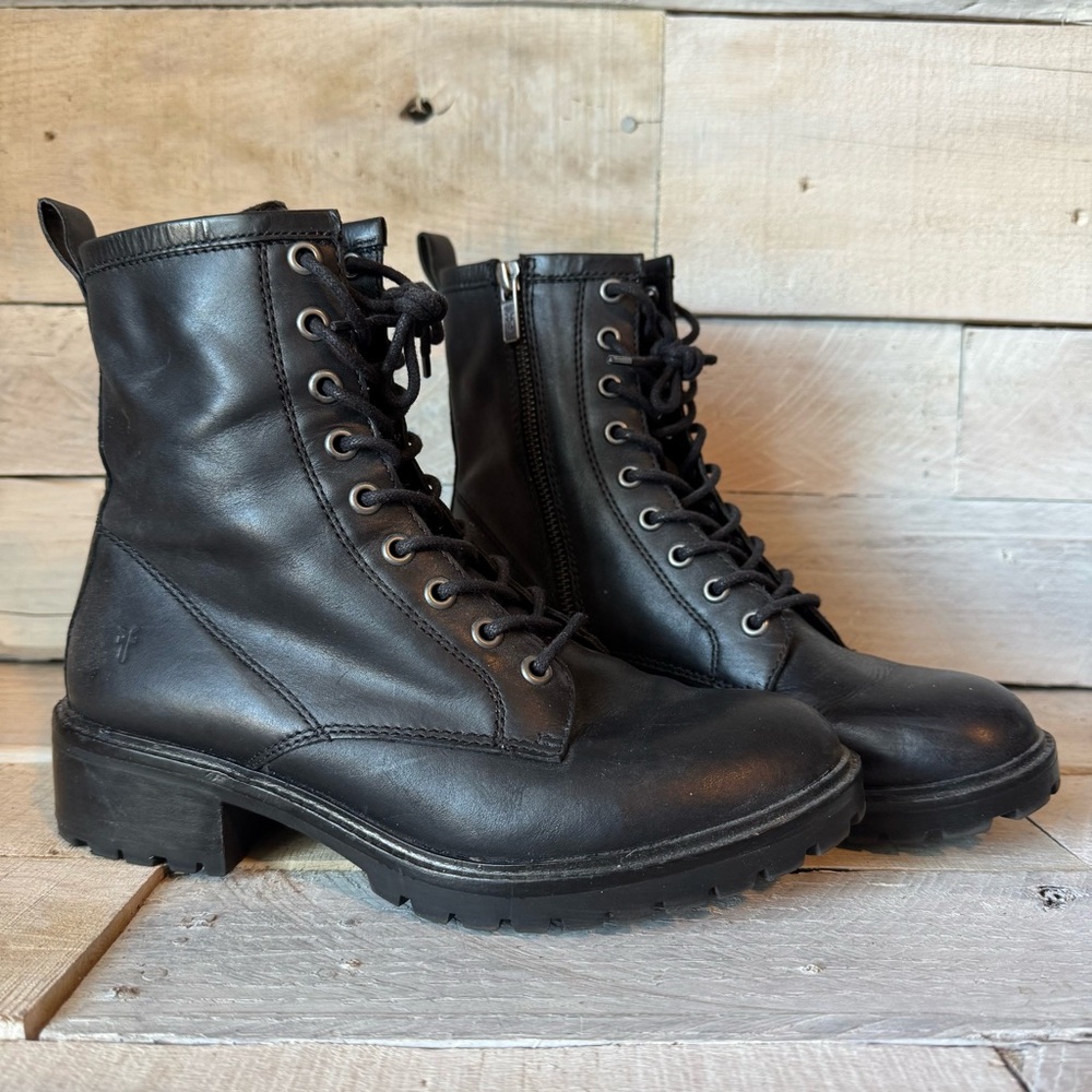 Frye Leather Zip Combat Moto Boot - Women’s 7.5
